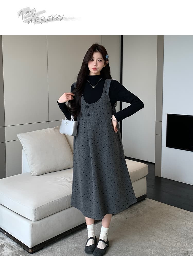 실사 임산부 가을 겨울 새로운 두꺼운 모직 세트 만나는 패션 도트 무늬 드레스 고급 착용 가져 가라. 상세 이미지 14