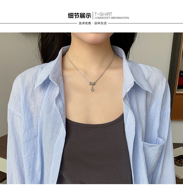 실사 높은 탄력성 면 비틀림 품격 슬립 드레스 파란색 스트라이프 자외선 차단 셔츠 심지어 세트 상세 이미지 26