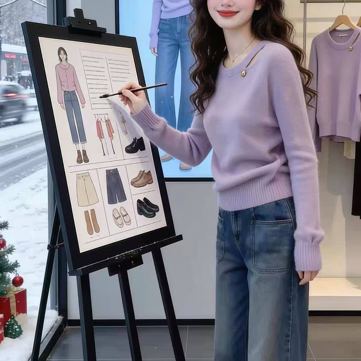 2026 자이언트 잘 생긴 한 부서 아름다운 부드러운 느긋한 보라색 홀로우 아웃 부드러운 찹쌀 니트 스웨터 스웨터 상세 이미지 3