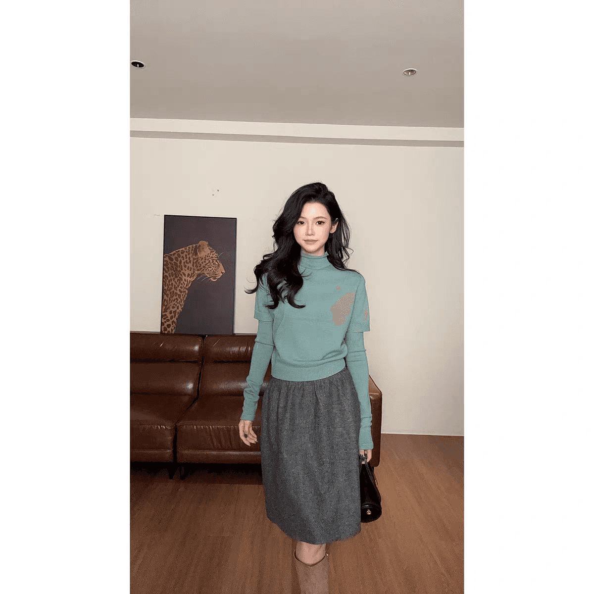 zouyashifa 작은 대중 디자인 센스 품격 캐주얼 고급 센스 모직물 맨위 상세 이미지 1
