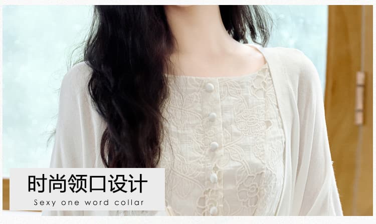무거운 작업 자수 디자인 센스 조끼 원피스 요정 가스 펄럭 이는 품격 휴가 바람 롱 스커트 상세 이미지 4