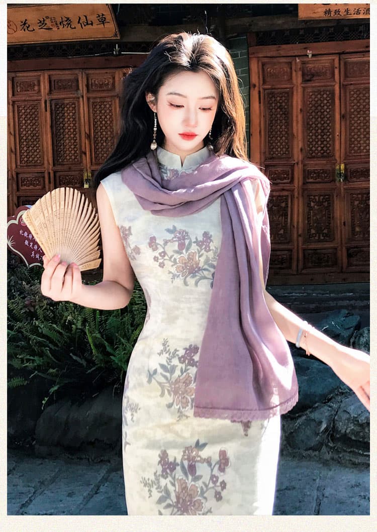 실사 우아한 나무 꽃 크릭 봄 여름 품격 일상 우아함 섹션 치파오 상세 이미지 18