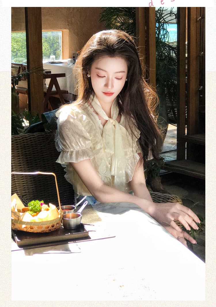 실사 잔 그림자 흔적 꿈 품격 행침 목 스트랩 레이스 반팔 셔츠 작은 대중 3 차원 꽃 반신 스커트 상세 이미지 12