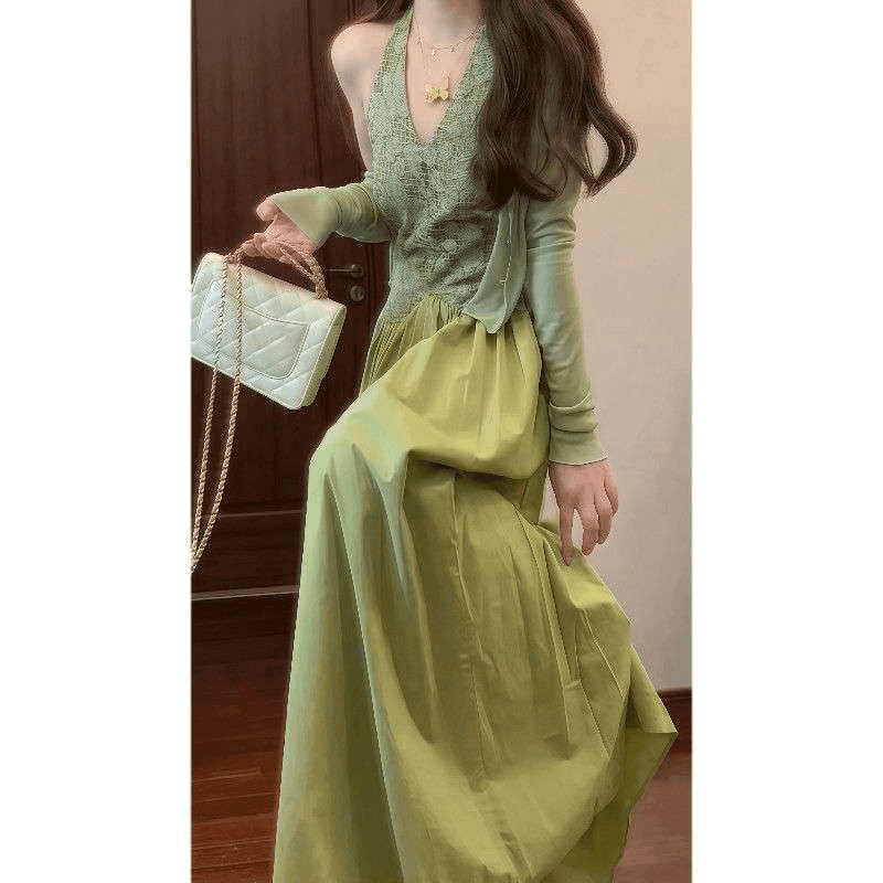 실사 국풍 새로운 중식 칼라 행침 목 드레스 고귀한 성인 빛 럭셔리 치마 허리 수축 품격 예복 롱 스커트 이미지 4