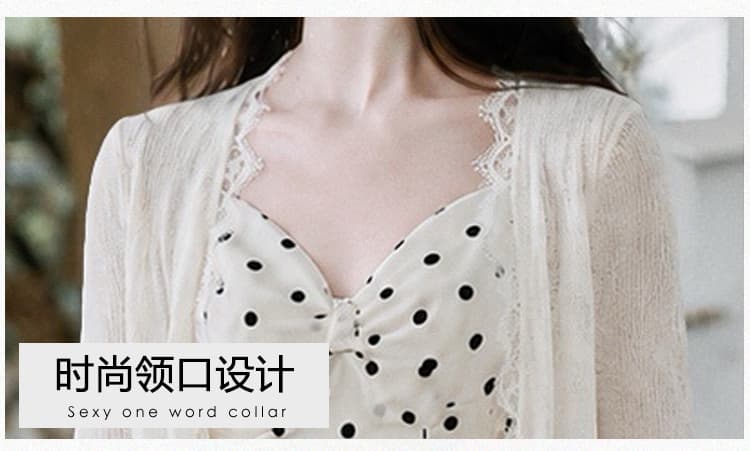 프랑스식 부드러운 바람 도트 무늬 슬립 여성 드레스 봄 여름 새로운 해변가 밖으로 조각 착용 가져 가라. 아름다운 케이크 롱 스커트 상세 이미지 4