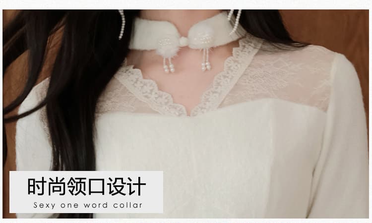 부드러운 바람 프랑스식 고급 센스 세트 레이스 긴팔 맨위 인어 꼬리 반신 스커트 품격 명문 여성 고급 투피스 세트 상세 이미지 4