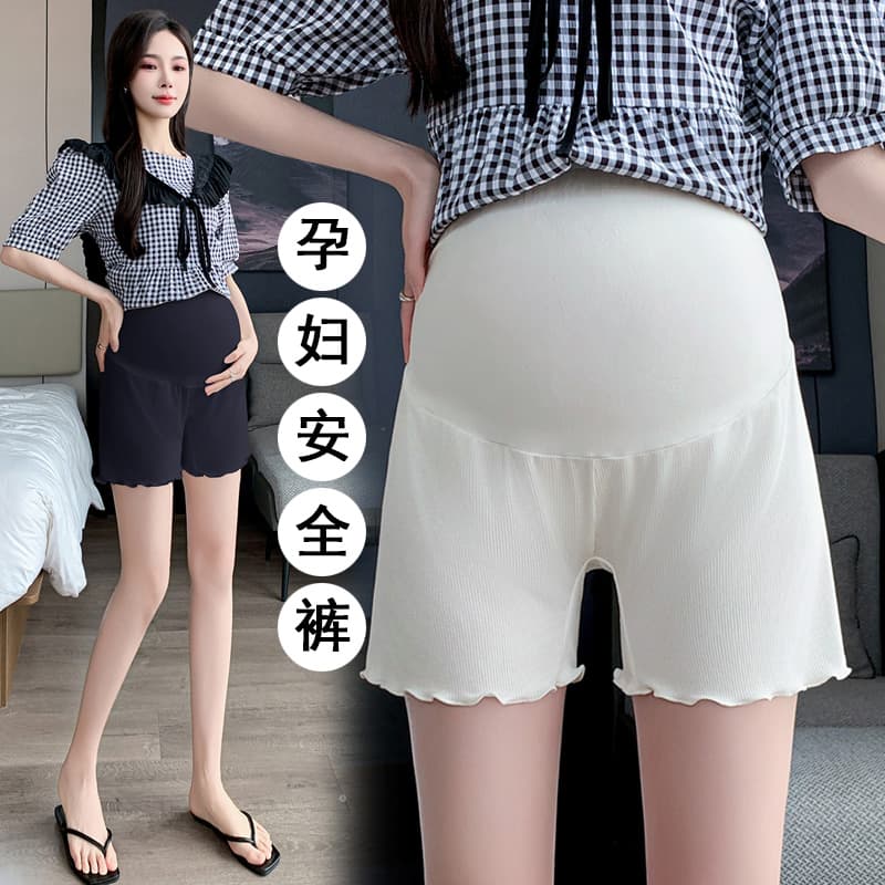 실사 상향 변속 3 점 바지 노출 방지 없음 흔적 허리 프릴 빅 사이즈 좋은 리브 다용도 임산부 반바지 착용 200 이미지 3