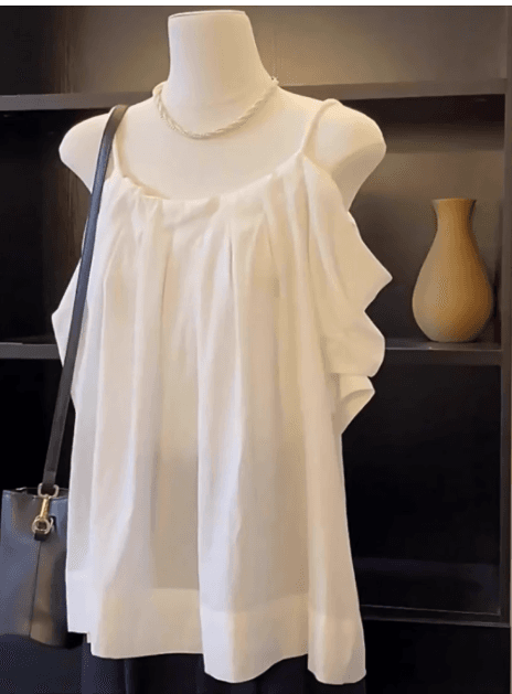 프랑스식 달콤함 반팔 슬립 여성 셔츠 여름 순수한 욕망 오프숄더 작은 셔츠 디자인 센스 루즈핏 슬림해 보이는 품격 맨위 이미지 2