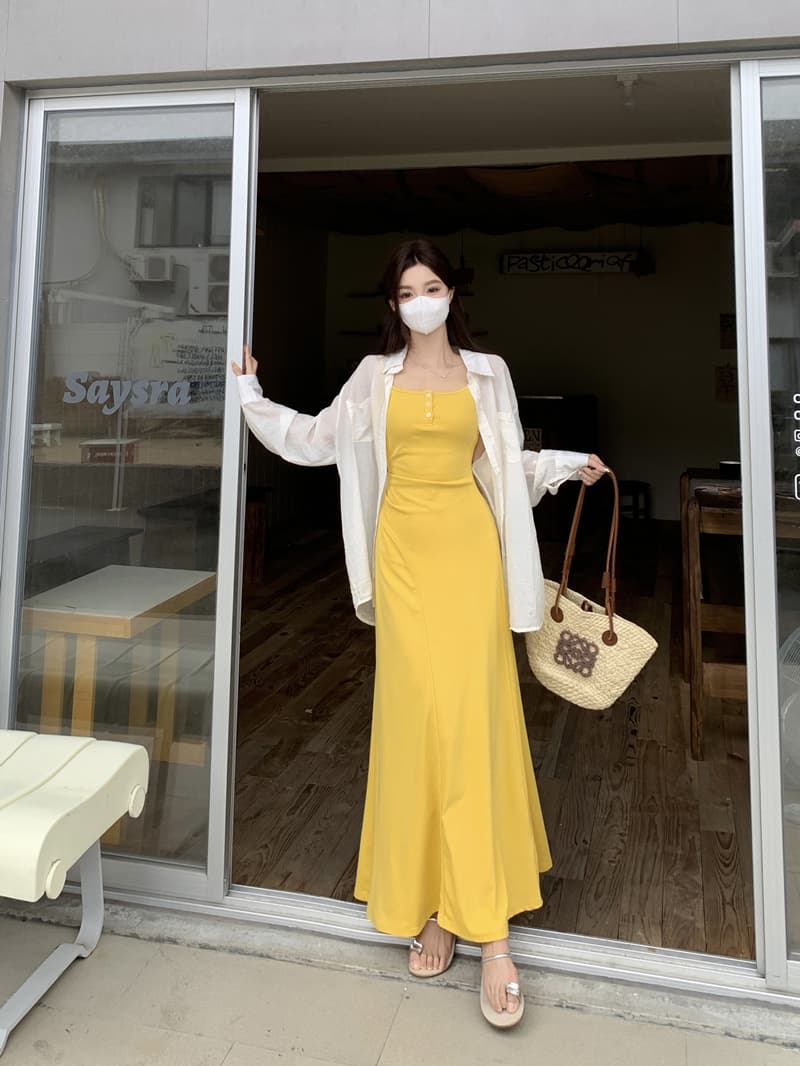 여름 새로운 광장 칼라 민소매 높은 품질 니트 슬립 드레스 주간 실크 셔츠 품격 디자인 센스 패션 투피스 세트 이미지 3