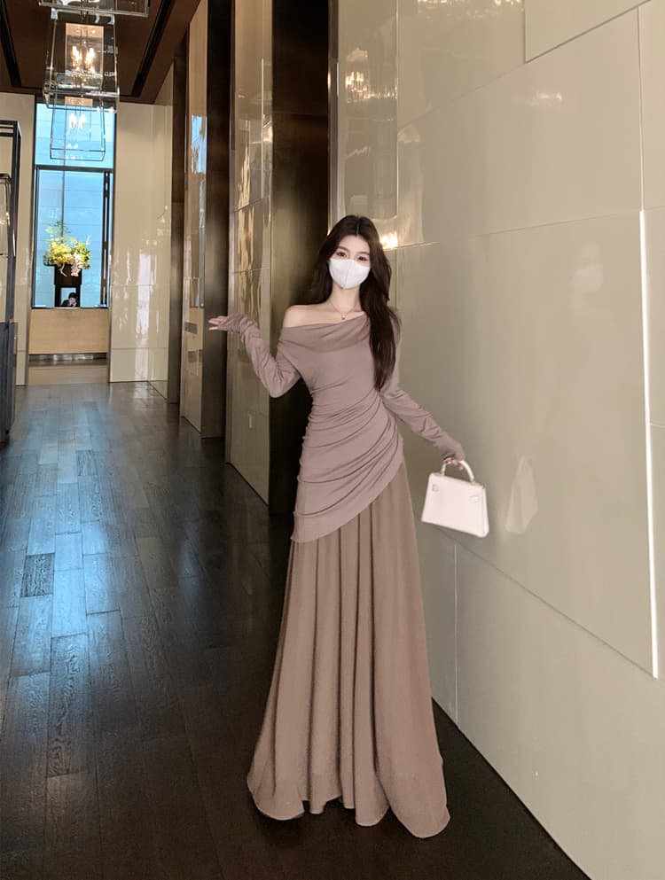 품격 패치워크 망사 여성 드레스 2026 이른 가을 고급 센스 흔들다 칼라 몸매 가꾸기 인사이드 가져 가라. 싱글 착용 니트 길다 치마 상세 이미지 14