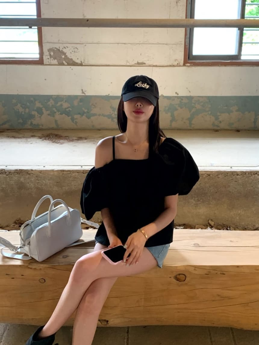 있음 선적 chic 한국 스타일 거품 소매 둘 착용 품격 맨위 상세 이미지 10