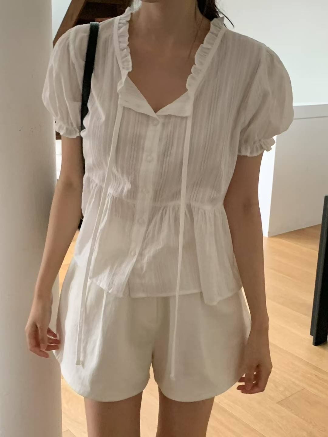있음 선적 chic 자카드 원단 셔츠 상세 이미지 2