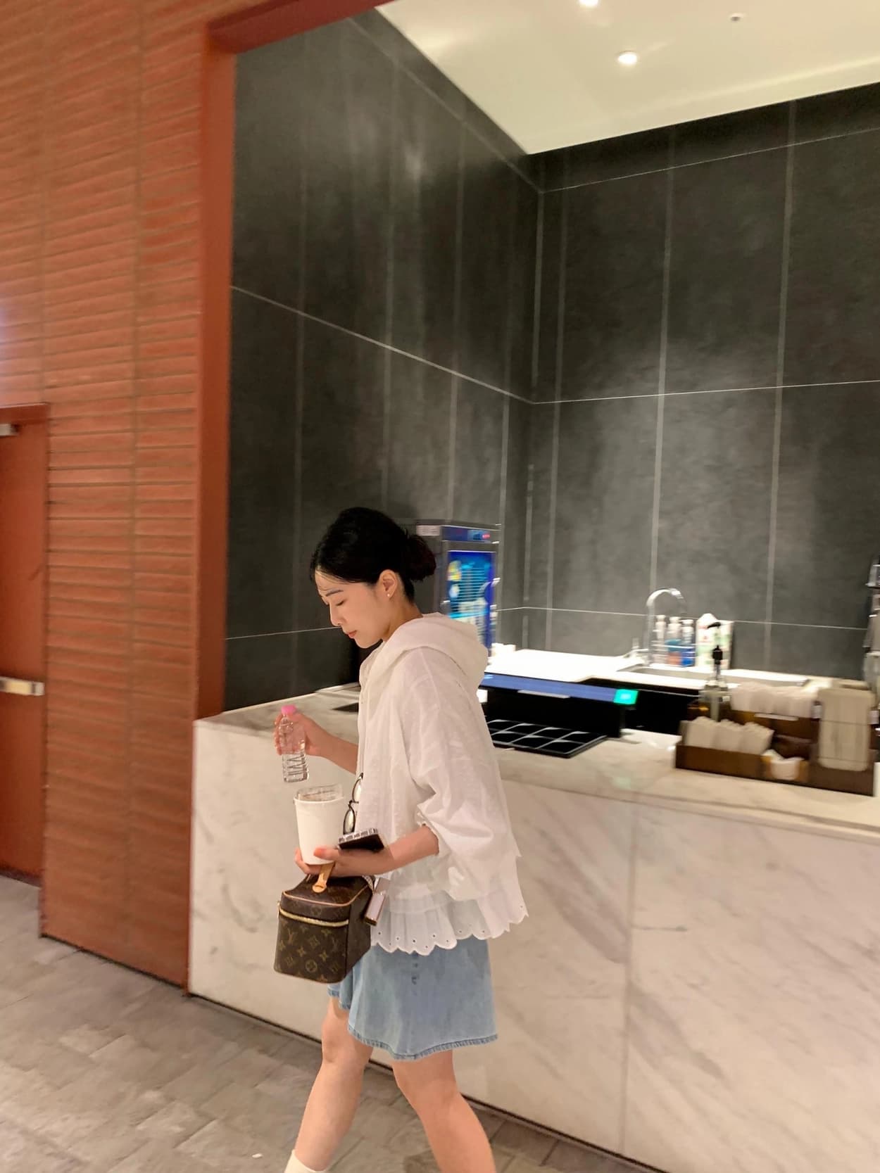 있음 선적 chic 한국 스타일 스트라이프 후드 패치워크 레이스 셔츠 상세 이미지 3