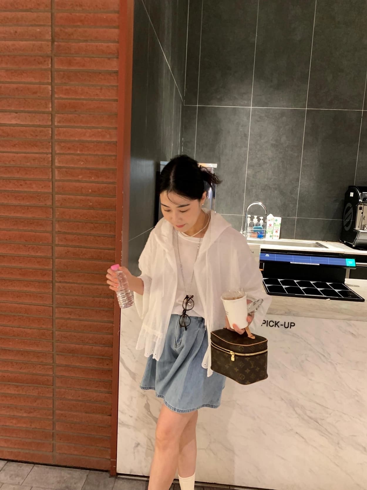 있음 선적 chic 한국 스타일 스트라이프 후드 패치워크 레이스 셔츠 상세 이미지 4