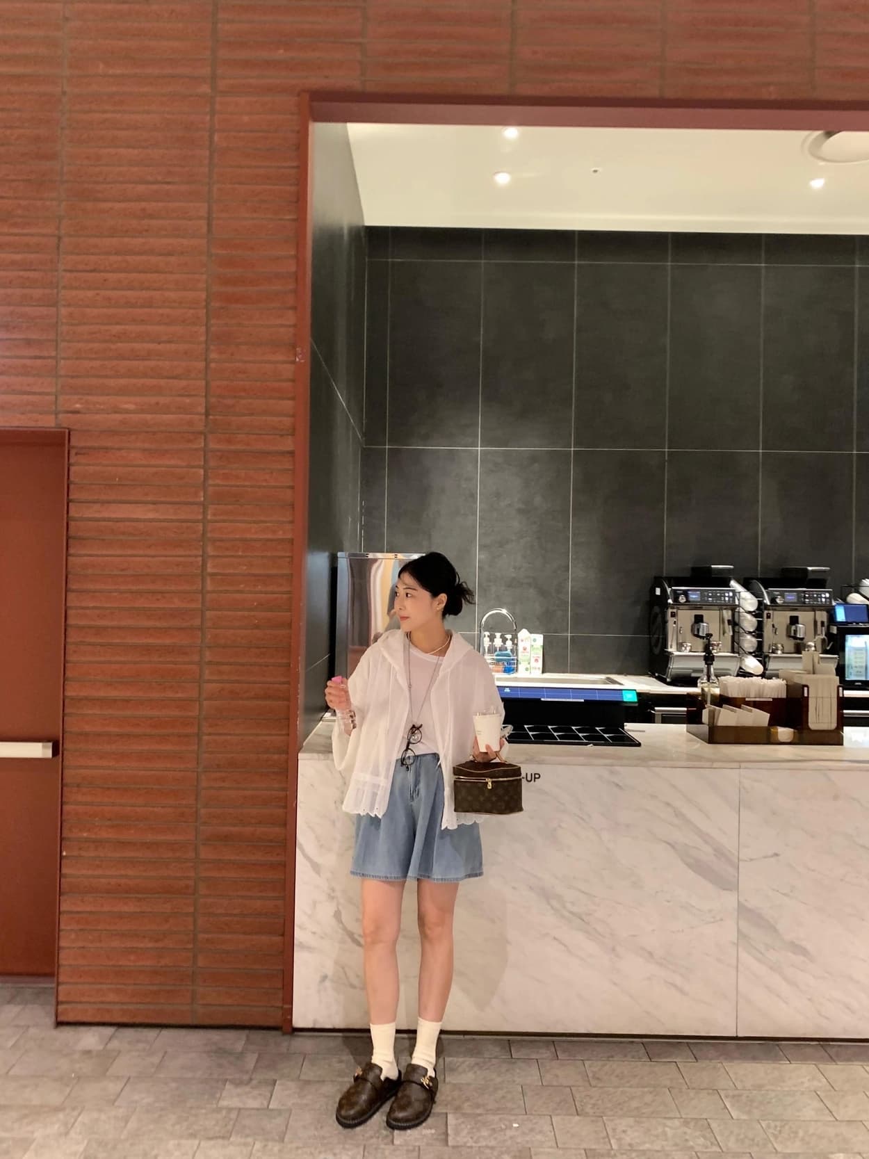 있음 선적 chic 한국 스타일 스트라이프 후드 패치워크 레이스 셔츠 상세 이미지 13