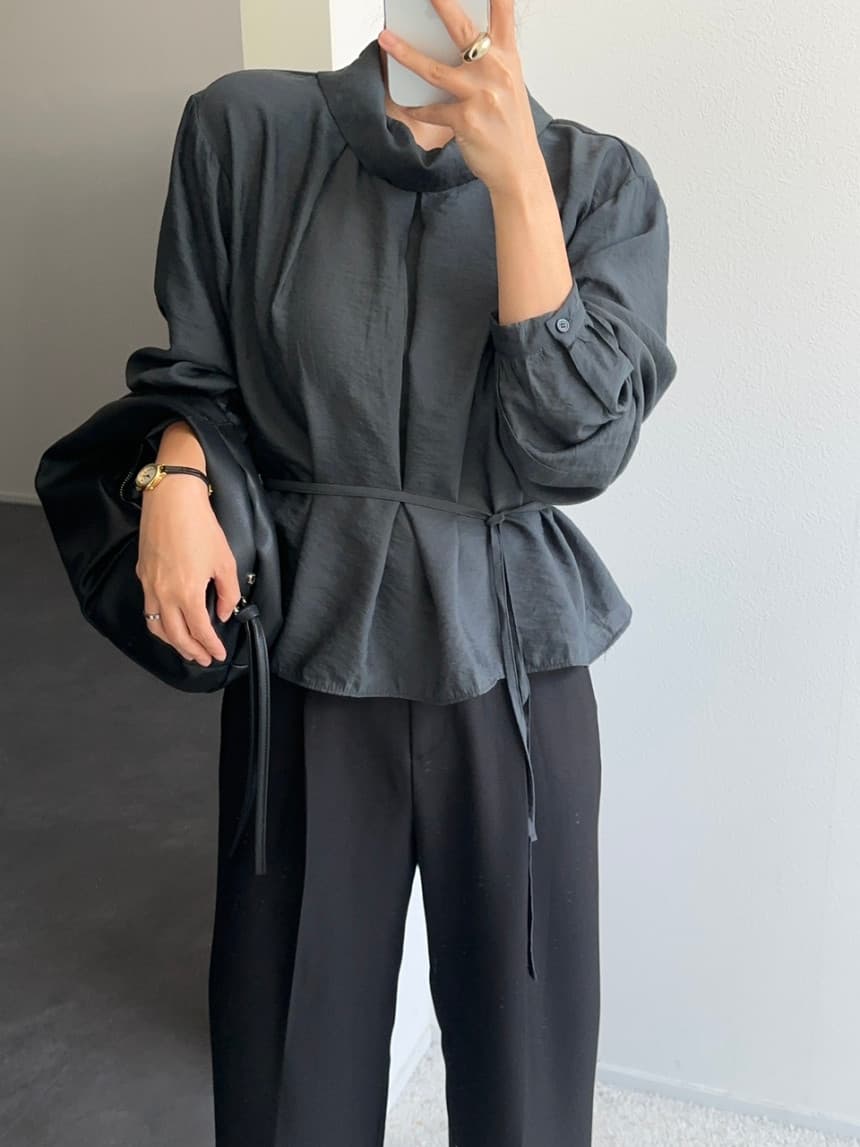 있음 선적 chic 한국 스타일 폴로 칼라 미니멀리즘 품격 맨위 상세 이미지 1
