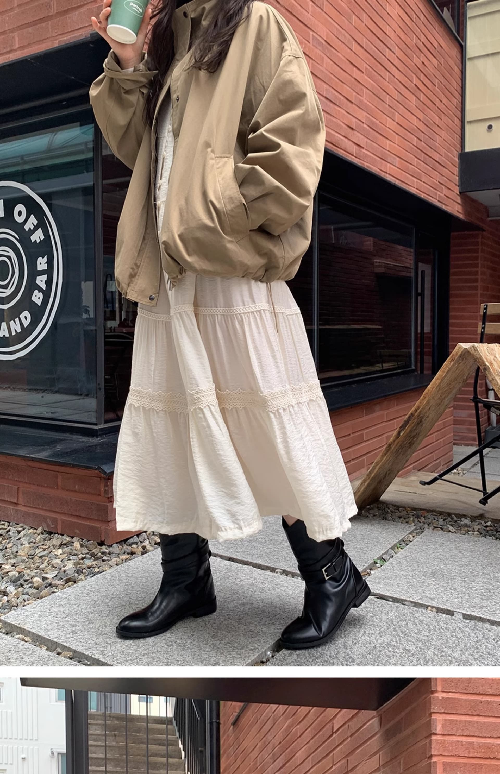 있음 밖으로 chic 한국 스타일 배색 루즈핏 재킷 재킷 상세 이미지 9