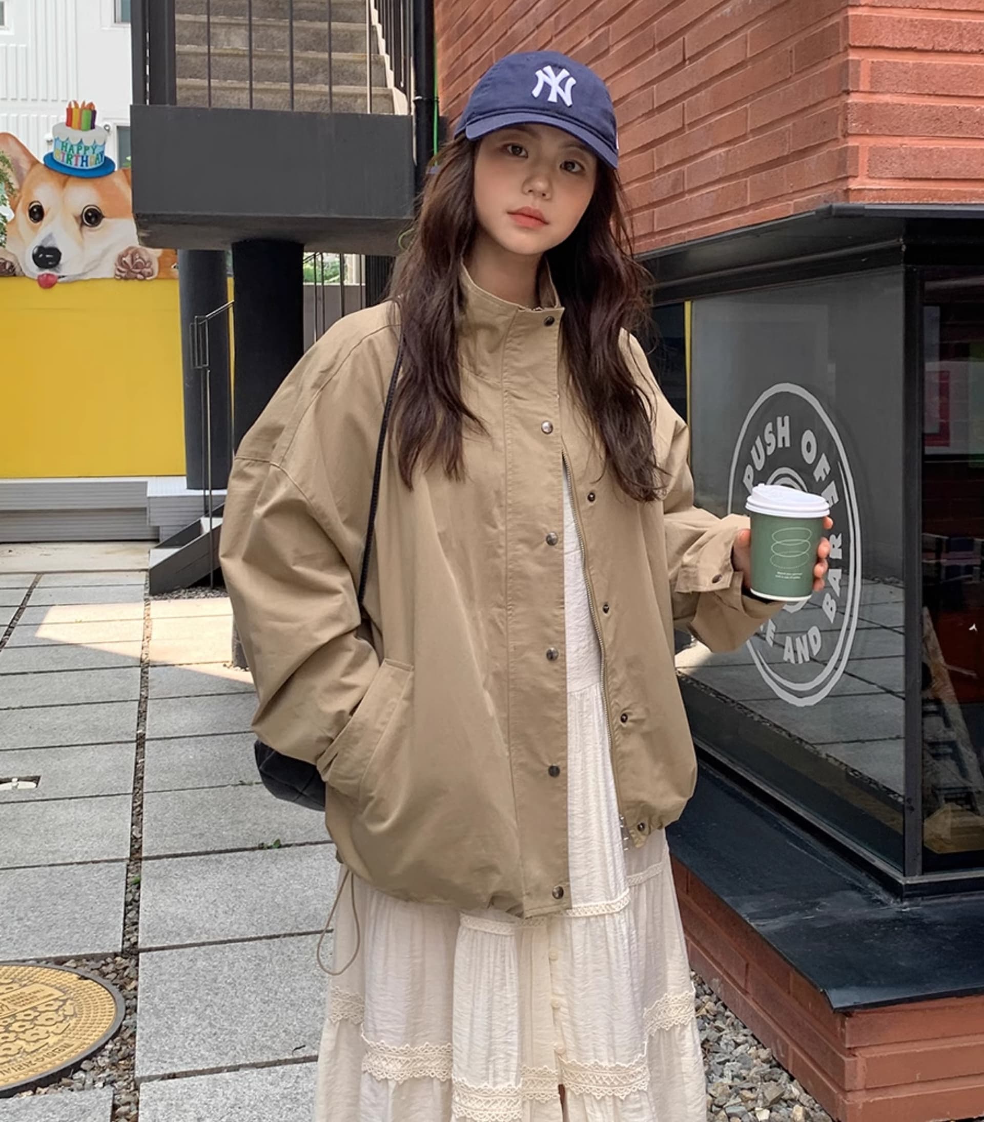 있음 밖으로 chic 한국 스타일 배색 루즈핏 재킷 재킷 상세 이미지 10