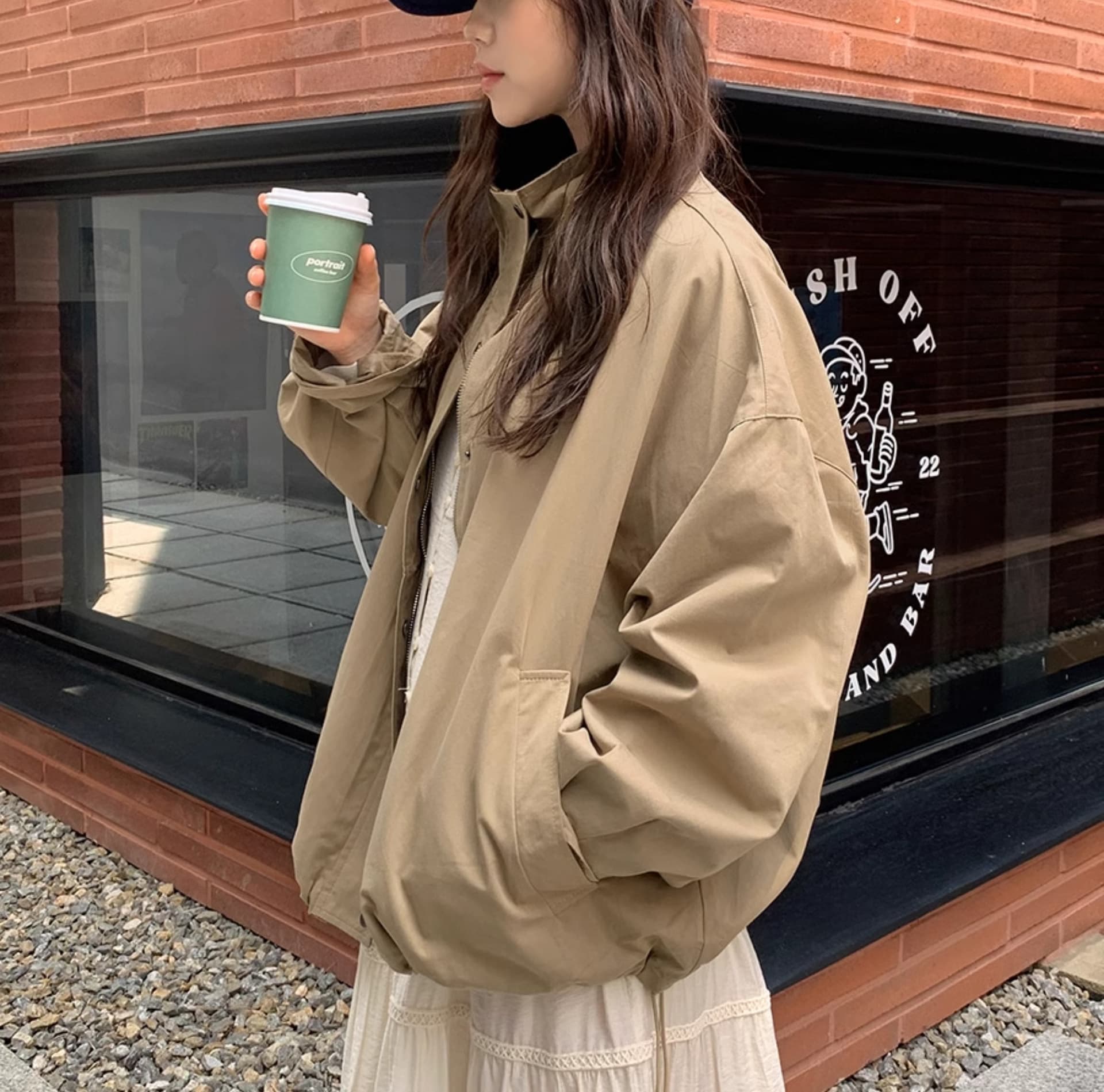 있음 밖으로 chic 한국 스타일 배색 루즈핏 재킷 재킷 상세 이미지 15