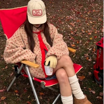 있음 선적 chic 한국 스타일 양면 착용 양털 쇼트 스타일 면 의류 면 옷 재킷 상세 이미지 1