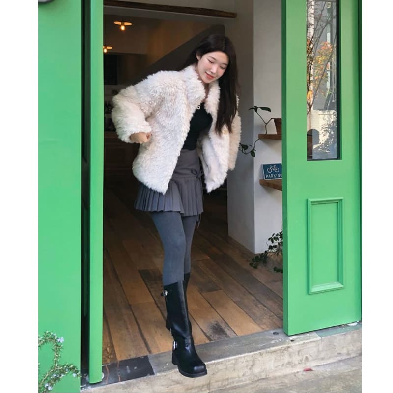 있음 선적 chic 한국 스타일 모조 모피 플러스 면 모피 보온 재킷 이미지 3