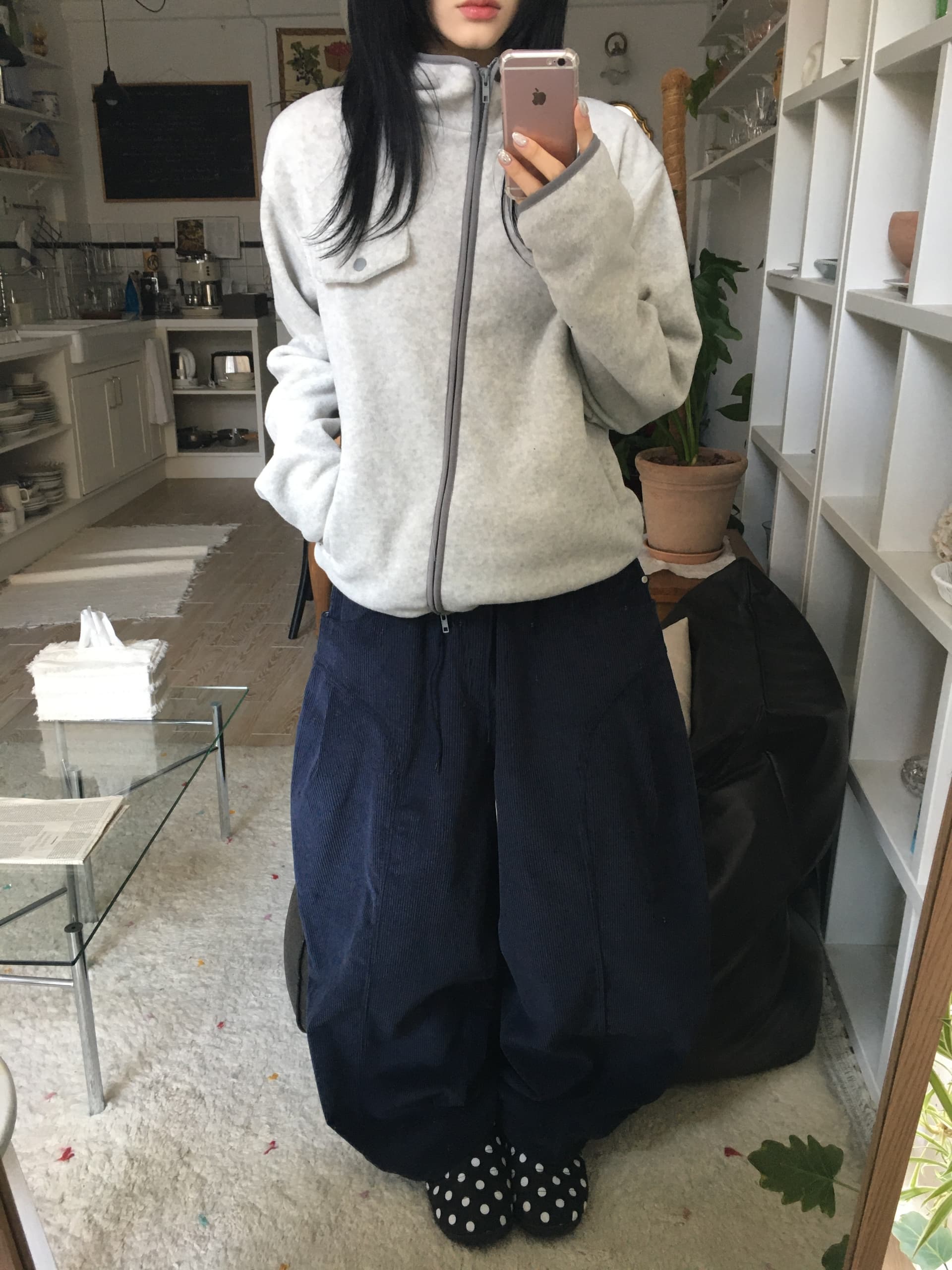 있음 선적 chic 한국 스타일 양면 플리스 후드 짧은 외투 상세 이미지 11