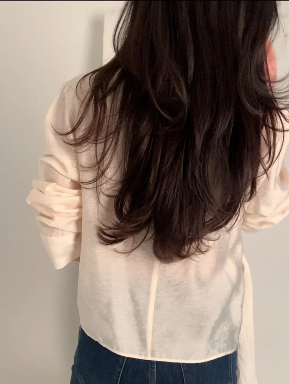 있음 선적 chic 한국 스타일 불규칙 레이스업 이른 봄 셔츠 상세 이미지 20