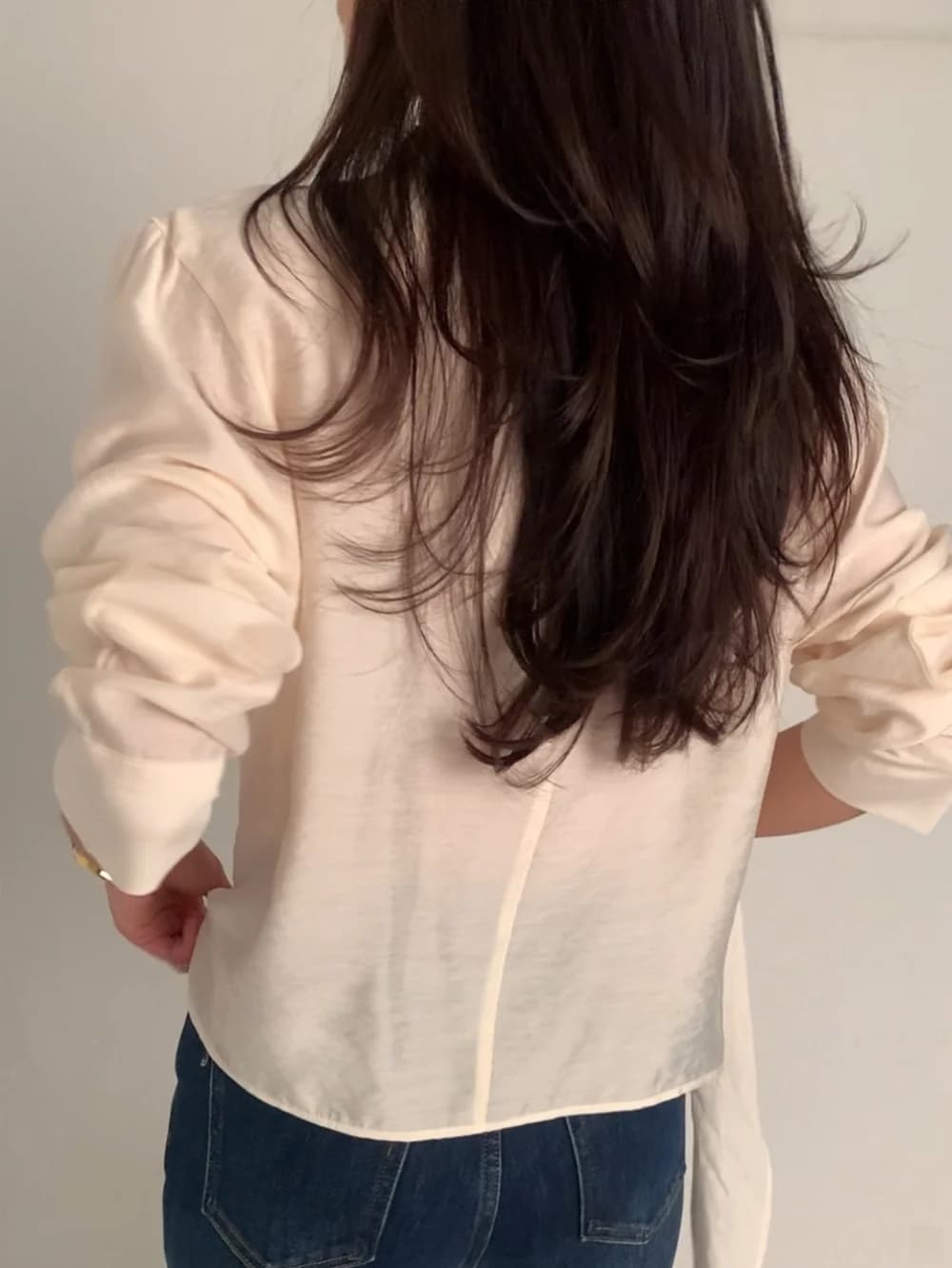 있음 선적 chic 한국 스타일 불규칙 레이스업 이른 봄 셔츠 상세 이미지 21