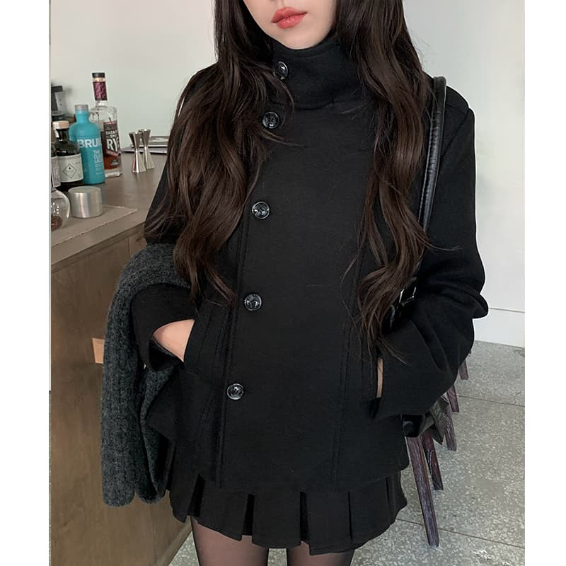 있음 선적 ins 보 주님 같은 단락 플러스 면 두꺼운 슬림해 보이는 모직 보온 재킷 이미지 4
