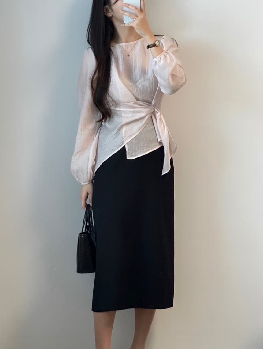 있음 선적 chic 한국 스타일 불규칙 약간 ~을 통해 라운드 넥 풀오버 셔츠 이미지 4