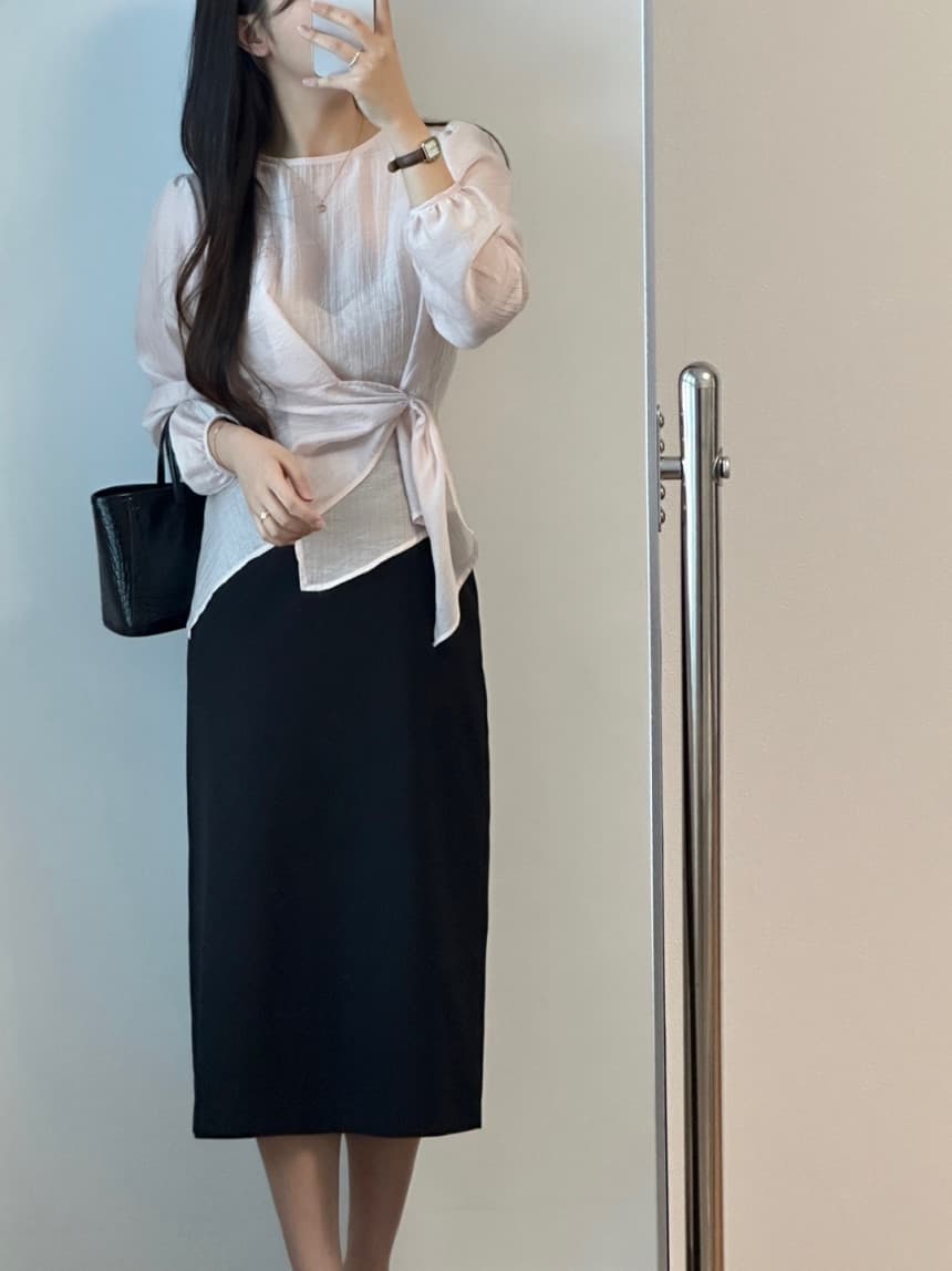 있음 선적 chic 한국 스타일 불규칙 약간 ~을 통해 라운드 넥 풀오버 셔츠 상세 이미지 7
