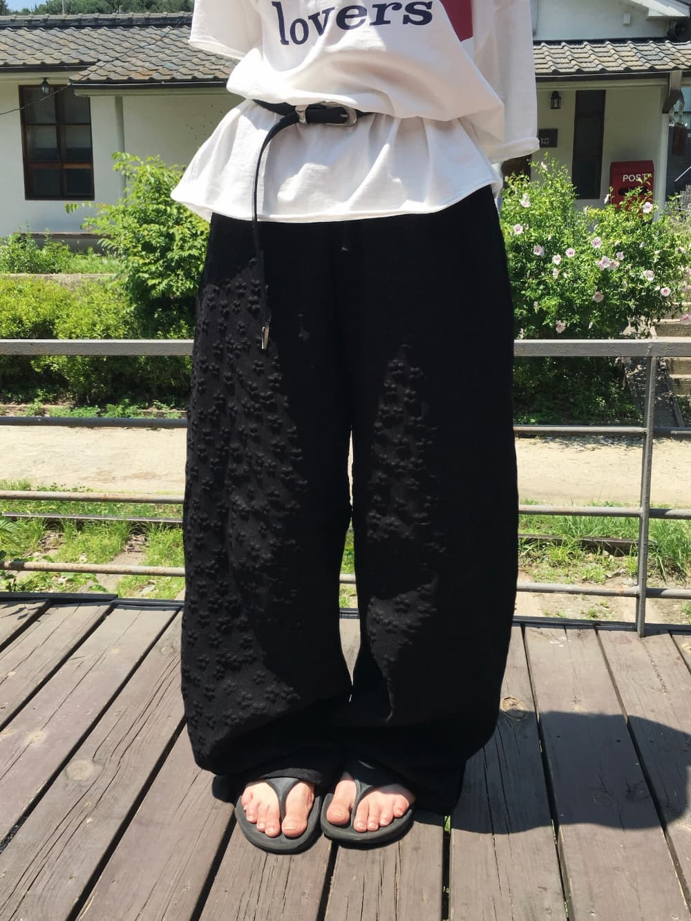 있음 선적 chic 한국 스타일 자카드 캐주얼 바지 상세 이미지 8
