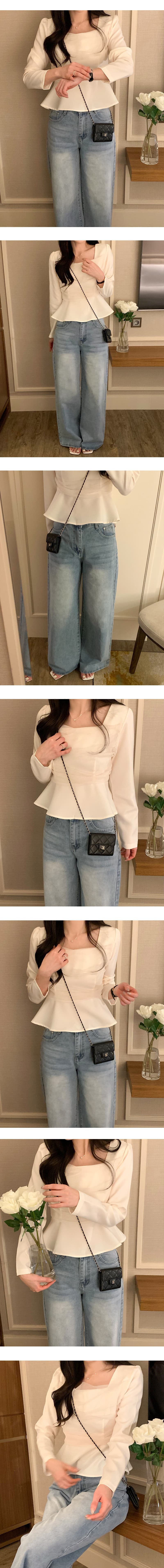 있음 선적 chic 한국 스타일 패치워크 망사 프릴 광장 칼라 셔츠 상세 이미지 3