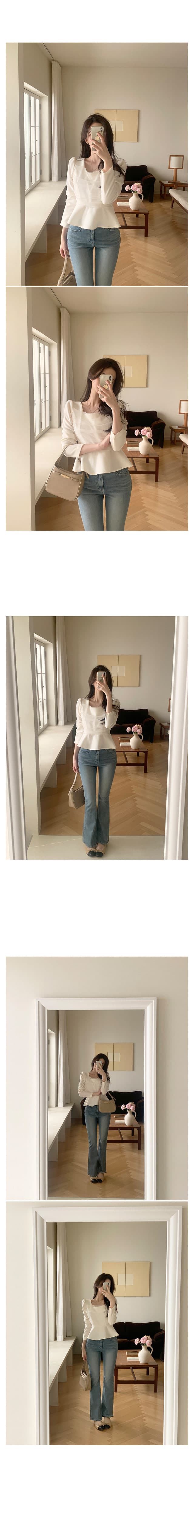 있음 선적 chic 한국 스타일 패치워크 망사 프릴 광장 칼라 셔츠 상세 이미지 3
