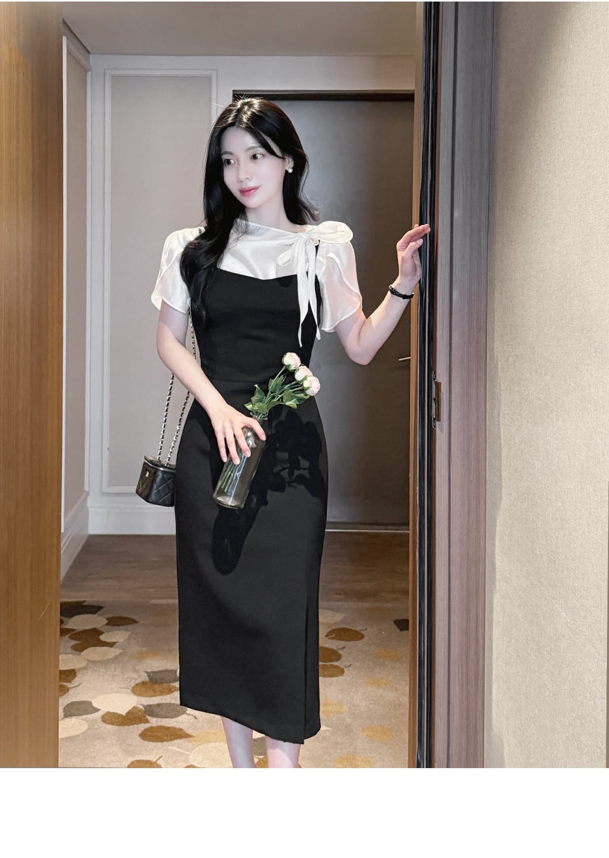 있음 선적 chic 한국 스타일 빛 럭셔리 바람 2026 여름 레이스 업 셔츠 상세 이미지 36