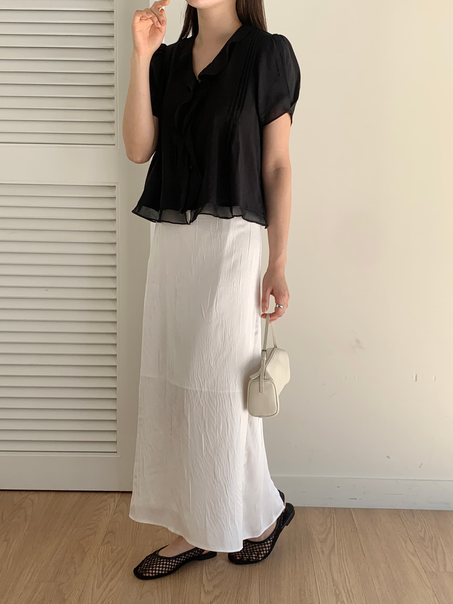 있음 선적 chic 한국 스타일 작은 대중 명중 Pleat 페이크 레이어드 캐주얼 품격 프릴 셔츠 상세 이미지 12