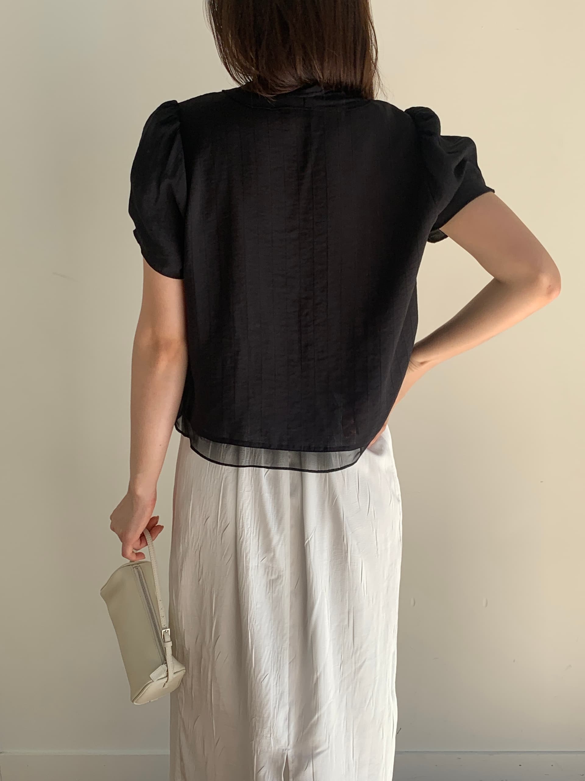 있음 선적 chic 한국 스타일 작은 대중 명중 Pleat 페이크 레이어드 캐주얼 품격 프릴 셔츠 상세 이미지 15