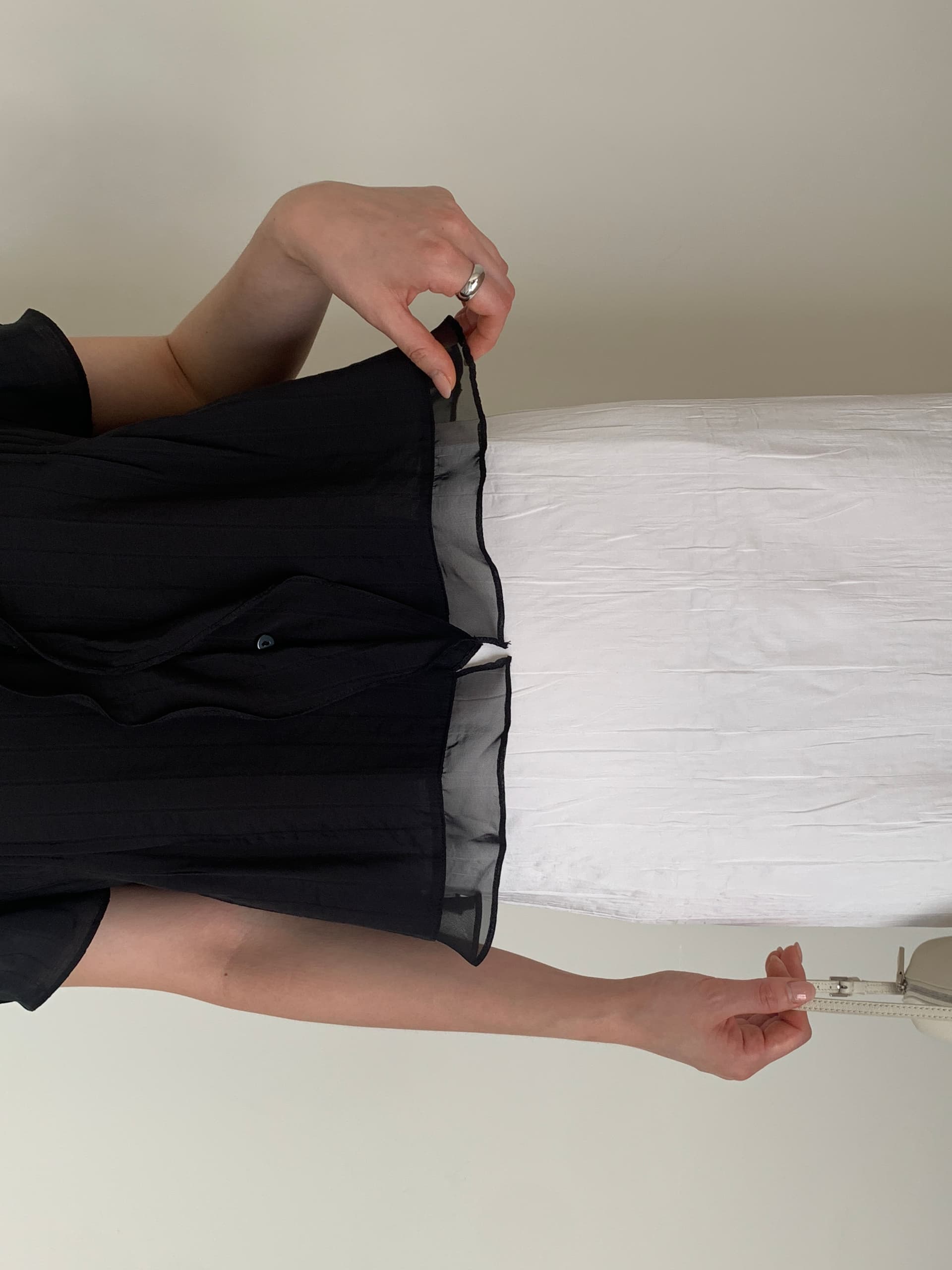 있음 선적 chic 한국 스타일 작은 대중 명중 Pleat 페이크 레이어드 캐주얼 품격 프릴 셔츠 상세 이미지 17