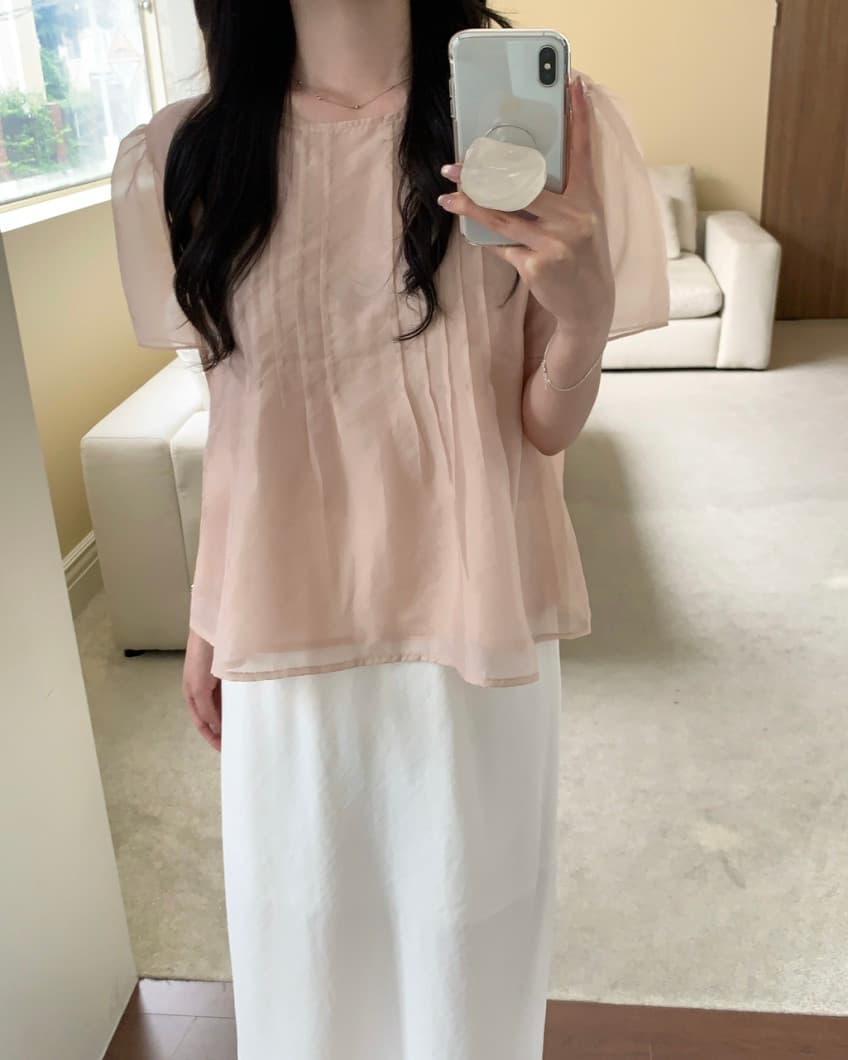 chic 한국 스타일 작은 대중 라운드 넥 풀오버 셔츠 상세 이미지 1
