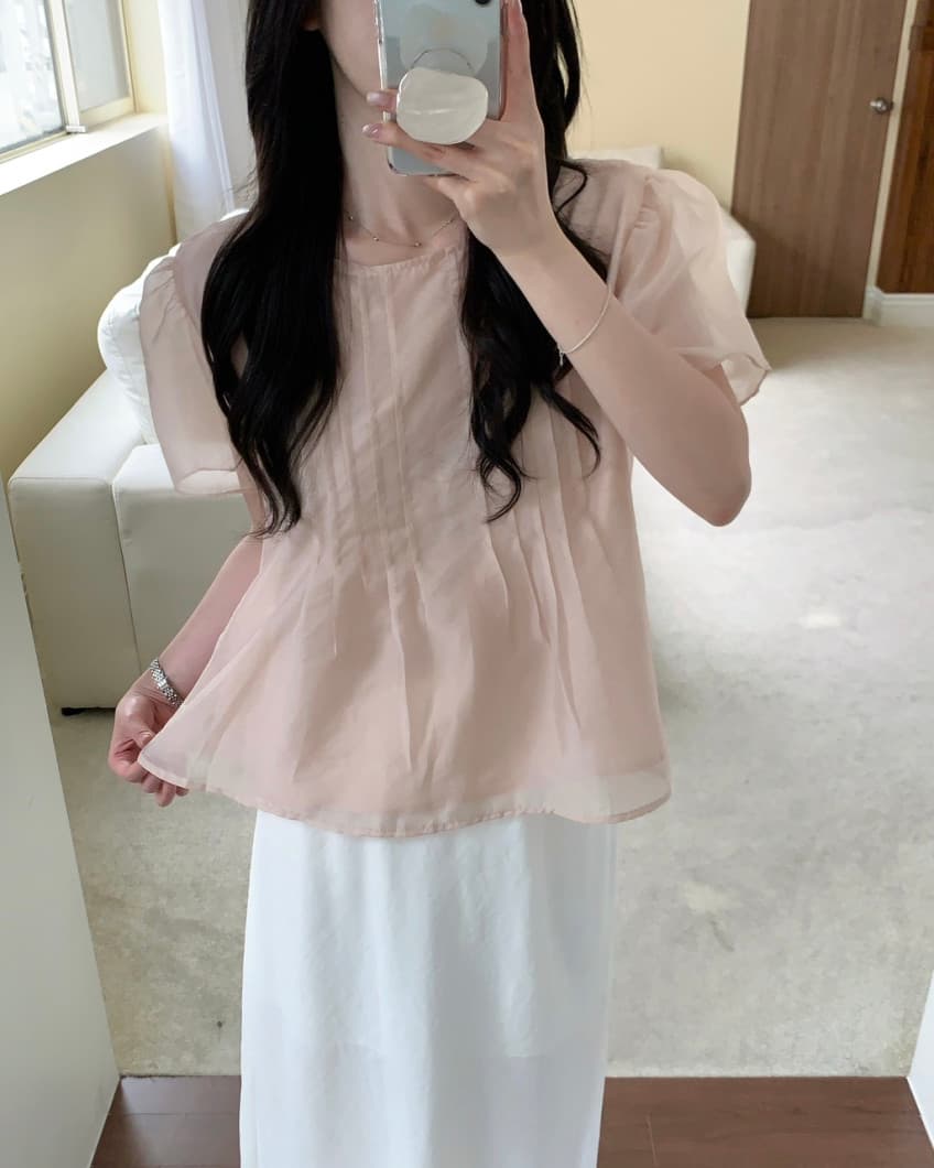 chic 한국 스타일 작은 대중 라운드 넥 풀오버 셔츠 상세 이미지 6