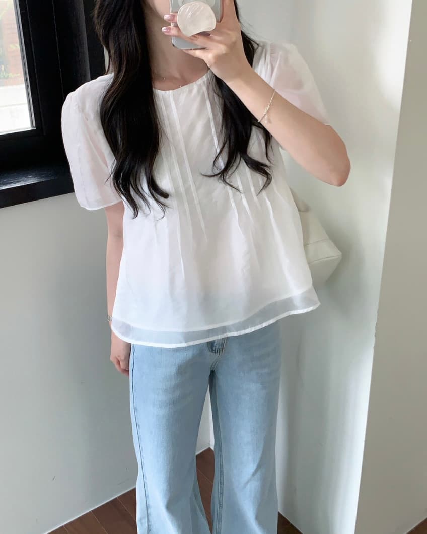chic 한국 스타일 작은 대중 라운드 넥 풀오버 셔츠 상세 이미지 8