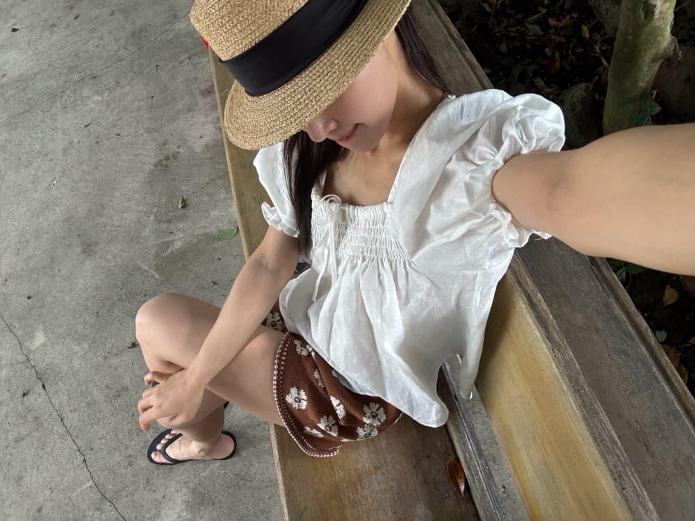 chic 한국 스타일 작은 대중 품격 거품 소매 나비 넥타이 셔츠 상세 이미지 11