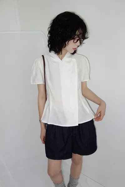 있음 선적 chic 한국 스타일 베이비 칼라 셔츠 이미지 2