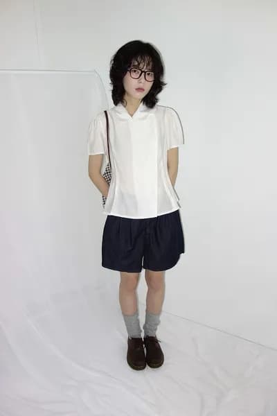 있음 선적 chic 한국 스타일 베이비 칼라 셔츠 상세 이미지 4