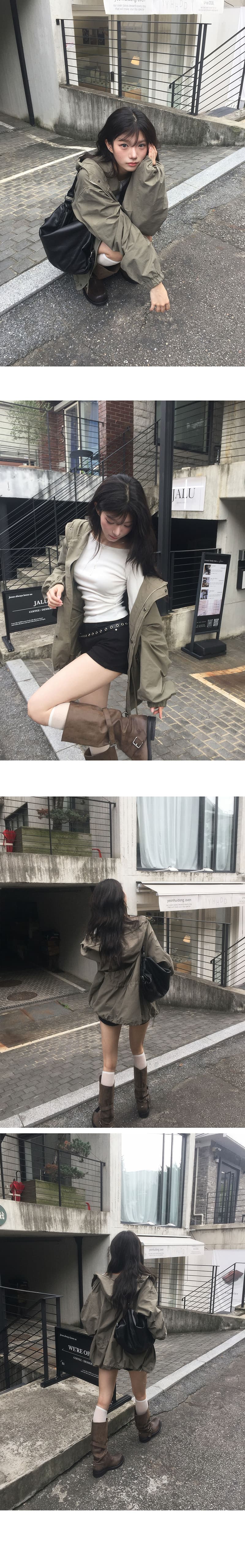 chic 한국 스타일 후드 루즈핏 재킷 상세 이미지 6