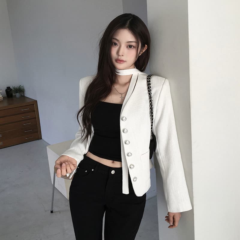 있음 선적 chic 한국 스타일 작은 샤넬 스타일 재킷 이미지 5