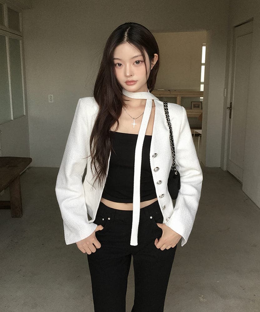 있음 선적 chic 한국 스타일 작은 샤넬 스타일 재킷 상세 이미지 3