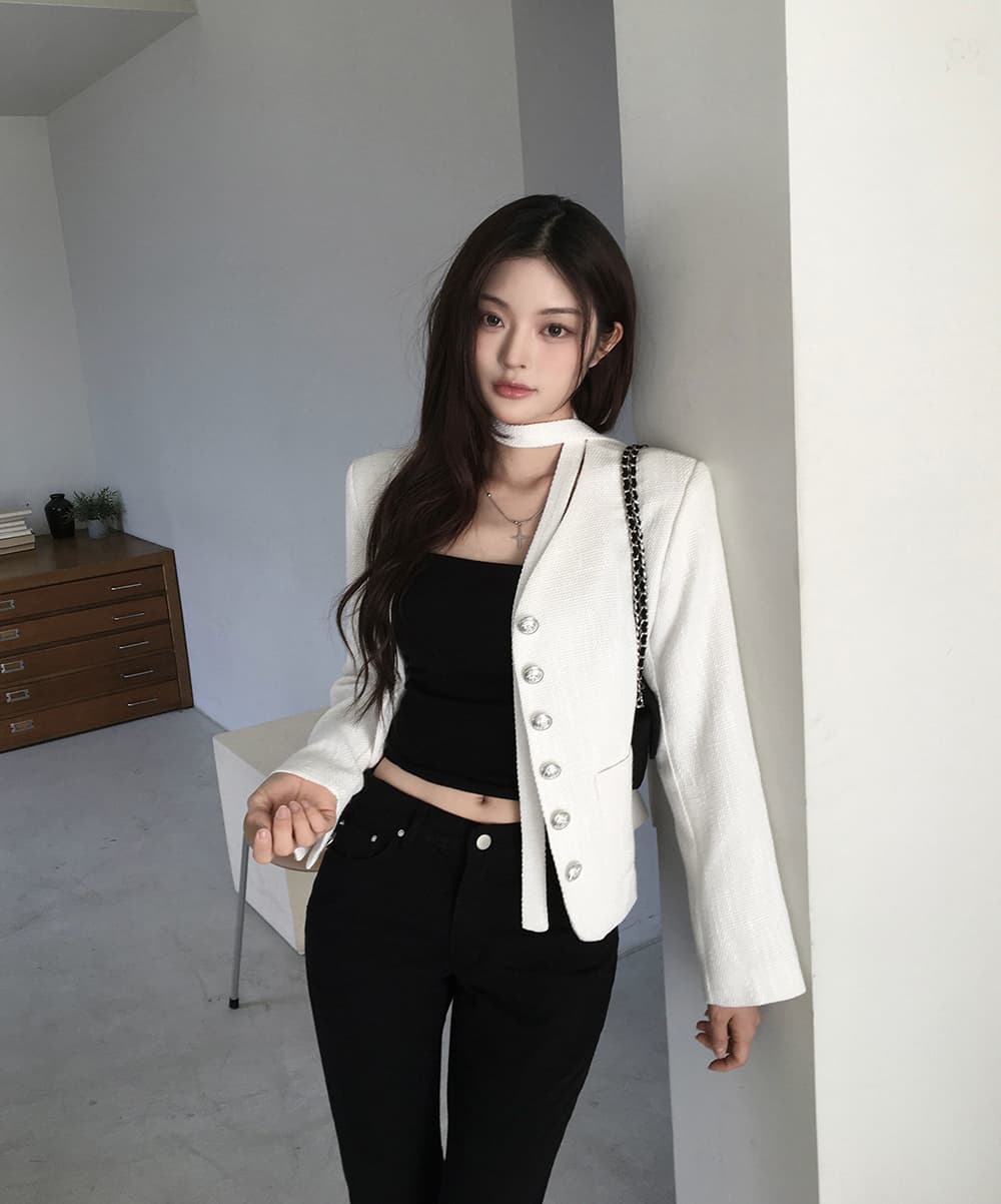 있음 선적 chic 한국 스타일 작은 샤넬 스타일 재킷 상세 이미지 5
