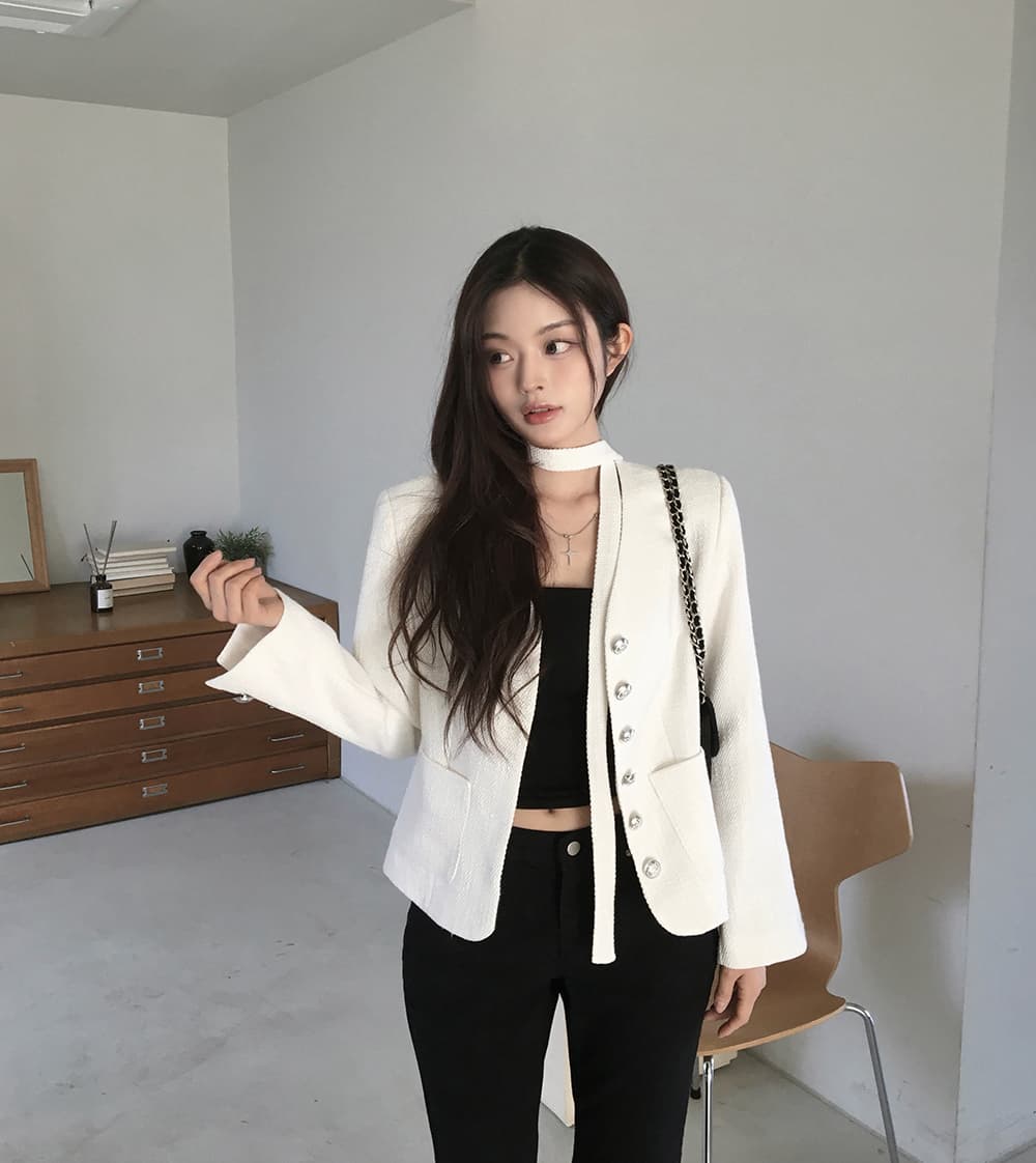 있음 선적 chic 한국 스타일 작은 샤넬 스타일 재킷 상세 이미지 7