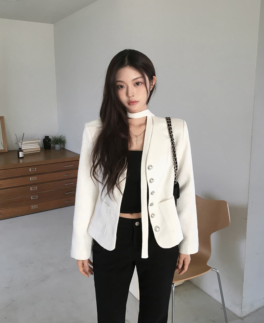 있음 선적 chic 한국 스타일 작은 샤넬 스타일 재킷 상세 이미지 8